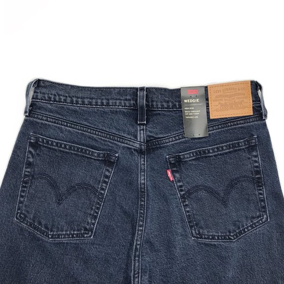 Levis Premium Women Denim Jean Wedgie Icon Ankle High Rise Taper Crop Black Blue - Picture 11 of 16